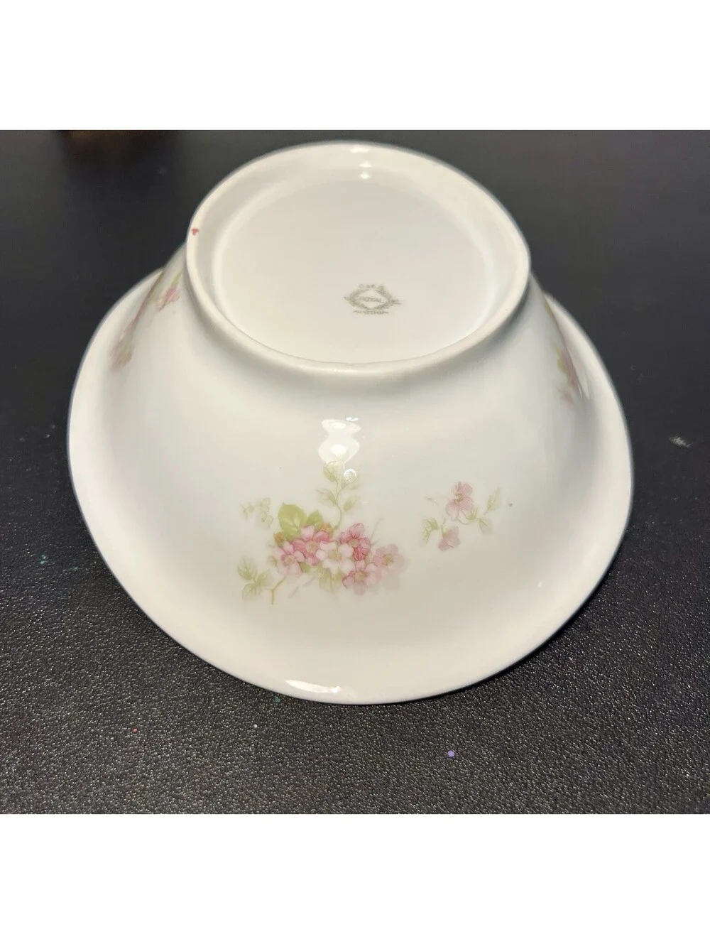 O&EG Royal Austria 1900s Pink Floral Porcelain Oval Serving Bowl, 9.5x7x2”